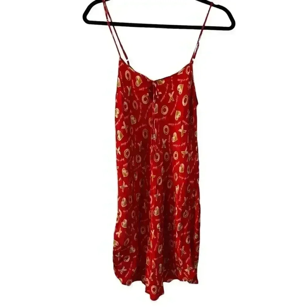 Vintage Intimate Style 100% Silk Slip Dress Lingerie Size M XOXO Red Adjustable